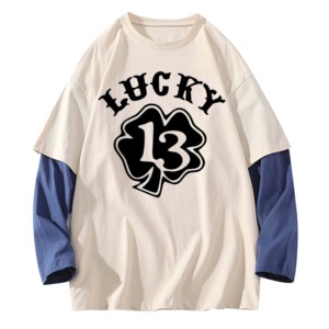 Camisetas de manga larga de doble capa informales 100% de algodón para hombre, camisetas lisas de gran tamaño personalizadas, Camisetas estampadas de punto de dos capas - Product Image 1