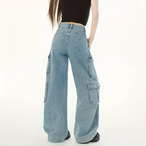 Femmes High Street Wear Vintage Denim Jean Pantalon Coupe ample Jambe large en détresse Femmes Denim Jeans Cargo Baggy Pantalon - Product Image 2