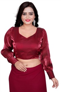 Blusa moderna de verano de Zimi Chu Slub Strach Fabric con hermoso nudo frontal patrón abierto estilo formal listo para usar - Product Image 5