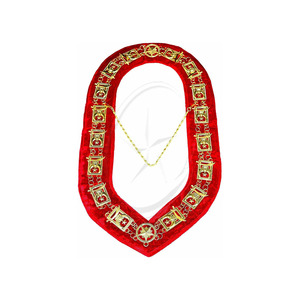 Venta al por mayor Masonic Regalia Grand Lodge Collar de cadena de metal con respaldo de algodón púrpura Base Collar de tela - Product Image 1