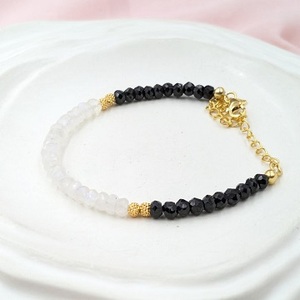 สำหรับทุกเพศ925สเตอร์ลิงเงินวินเทจทองชุบกำไลข้อมือลูกปัดสีดำสปินเนลสายรุ้งมูนสโตนของขวัญสุดหรู - Product Image 4