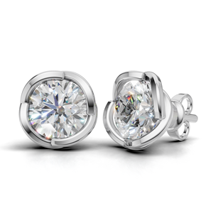 Boucles d'oreilles clous en diamant de laboratoire certifié IGI, taille ronde, monture closée, en or 18 carats, avec fermoir à vis - Product Image 1