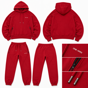 ONE APEX Red <b>Hoodie</b> Tracksuit Women's Regular French Terry Cotton Jogger Sweat Set Premium Streetwear Quick Dry Winter - Product Image 4