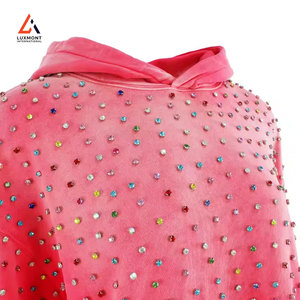 Fashion <b>Rhinestone</b> <b>Hoodie</b> With Custom Logo Crystal Design Casual Streetwear Clothing Cotton blended - Product Image 5