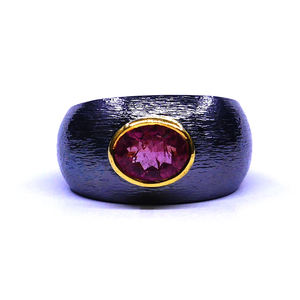 Classic Women's 925 <b>Sterling</b> <b>Silver</b> Wedding <b>Ring</b> Gold-Plated Channel <b>Set</b> Tourmaline Gemstone for Anniversary Engagement Fine - Product Image 1