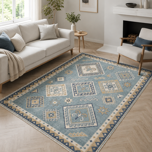 Alfombra lavable Netline Home Archive Border Indigo Blue Heritage - Product Image 3