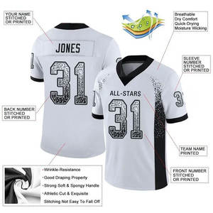 Maillots de football américain à manches courtes personnalisables en gros, uniformes d'équipe unisexes, respirants et antibactériens - Product Image 2