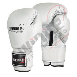 Gants de boxe en cuir véritable blancs à doigts entiers, design optimal, unisexe, respirants, haute qualité, pour le kickboxing et la frappe. - Product Image 2