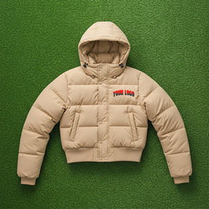 Haute qualité hommes décontracté Bomber veste épais hiver chaud manteau fermeture éclair toile couleur unie en gros rembourré col montant avant - Product Image 4