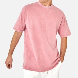 Último diseño de manga corta lavado con ácido camisetas para hombres de gran tamaño suelta hombro caído diseñador hombres Vintage camiseta servicio OEM - Product Image 1