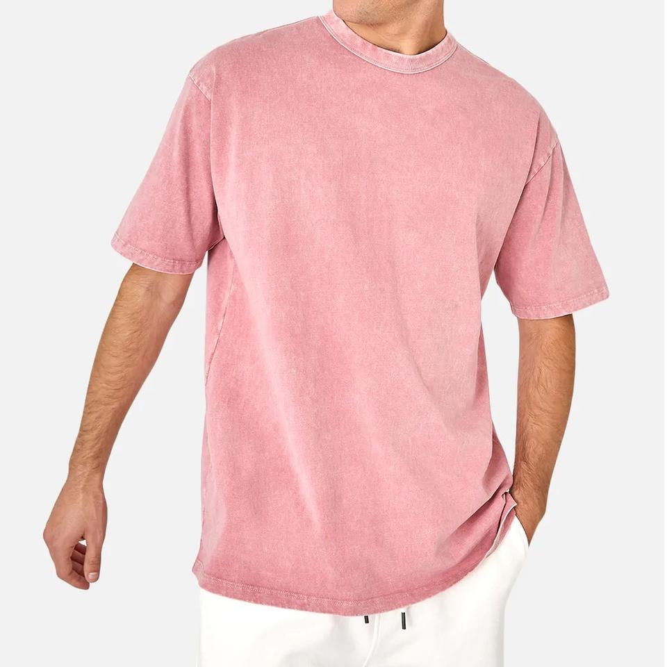 Latest Design Short Sleeve Acid Washed T Shirts For Men Oversized Loose Drop Shoulder Designer Men Vintage T Shirt Oem Service