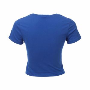 เสื้อครอปไซส์ใหญ่พิเศษของผู้หญิงเสื้อครอปคอกลมผ้าคอตตอนปักโลโก้เสื้อผ้า2025สั้นลำลอง - Product Image 6