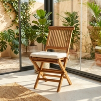 Nueva Silla de Comedor Plegable Giratoria de Madera de Teca, Estilo Moderno y Minimalista, para Jardín, Patio, Dormitorio y Sala de Estar, Color Blanco