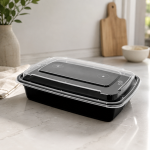 Contenedor de Alimentos Desechable Rectangular Negro H-JH24 de 24 oz de 3h Corporation, Minimalista, Apto para Microondas, con Tapa, para Llevar - Product Image 5