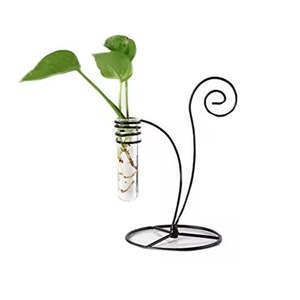 Florero de Metal Negro para Tubos de Ensayo, Florero Hidropónico de Vidrio con Decoración de Flores Secas - Product Image 5