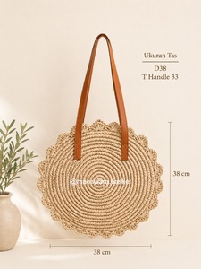Sac fourre-tout décontracté en sisal et jute tissé à la main avec fermeture éclair, sac de plage naturel tissé, sac à bandoulière écologique, sac de shopping bohème fait main - Product Image 2