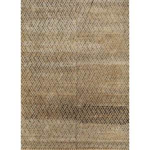 Alfombra Azalea Gold de Lana y Seda Anudada a Mano, Diseño Geométrico y Abstracto, Rectangular, para Pasillo, Uso Doméstico - Modelo Aiws-3005 - Product Image 1