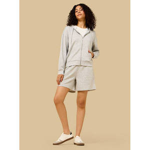 Long Solid Plain Zip Hoodie Polyester Blend Full Zip Hooded Sweatshirt Casual Eco-Friendly Lightweight <b>Layering</b> Winter <b>Top</b> OEM - Product Image 2