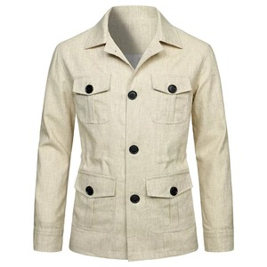 Exclusive Wholesale Customizable High Street Canvas Safari Jackets 100% Cotton Eco-friendly <b>Men's</b> Front Premium Designer Service - Product Image 3