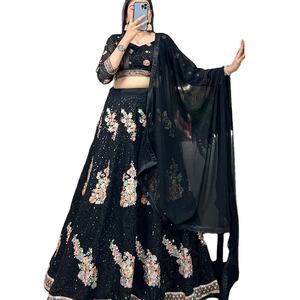 Último diseñador Heavy Georgette hilo bordado secuencia trabajo Lehenga Choli por Fab Zone - Product Image 1