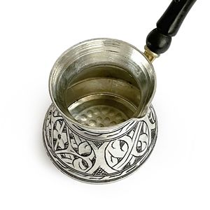 Engraved Anatolia Kulhan Copper Coffee <b>Pot</b> Silver Color Tin 580ml - Product Image 4