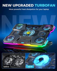 Best Laptop <b>Cooling</b> <b>Pad</b> USB Laptop Cooler 9 Quiet Fans 15.6"-19.3" Gaming Laptop Fan Height Adjustable - Product Image 6