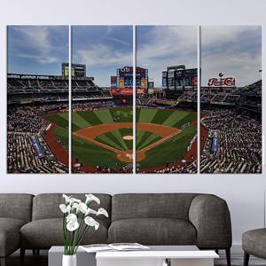 Art mural en verre trempé sur le thème du stade : Impression sur toile de terrain de football, LOT DE 4 TOILES - Product Image 1