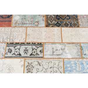 พรมตุรกีขนาด 2.7x4.2 ฟุต พรมวินเทจขนาดเล็ก พรมลายทางสีขาว - Product Image 5