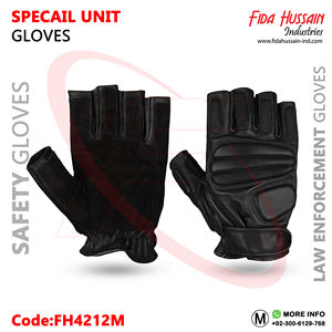 Gants tactiques demi-doigt fabriqués en cuir de vachette Eva rembourré Protection des doigts Gants de sécurité en cuir du Pakistan - Product Image 5