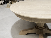 Table à manger ronde en bois massif, style farmhouse, gris délavé, pour restaurant, hôtel, café, mobilier commercial