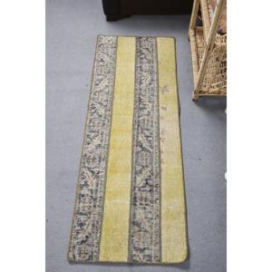 Tapis en laine moderne de 1.5x4,3 pieds avec rayures jaunes et bleues, hauteur de pile de 10mm, motif de couloir rectangulaire à dos en latex pour l'entrée - Product Image 1