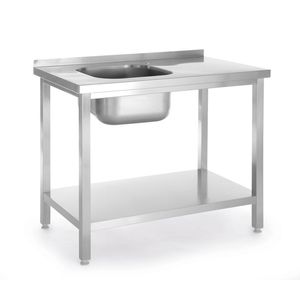 Tavolo Lavello Cucina Lato Sinistro con Ripiano 800x600x(H)850mm di HENDI - Product Image 1