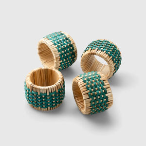 Lot de 4 ronds de serviette en rotin faits à la main Vaisselle rustique pour décor de fête de mariage Fabriqué au Vietnam - Product Image 3