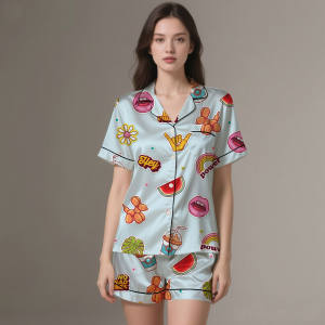 Women's Luxury Breathable <b>Silk</b> Satin Pajama Set Soft Touch Long Sleeve Sleepwear ODM Summer Autumn Spring Customizable - Product Image 4