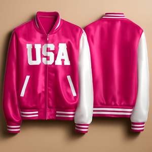 Veste universitaire en satin personnalisée unisexe Bomber OEM Veste extérieure Streetwear de style baseball pour hommes et femmes coupe de haute qualité - Product Image 2