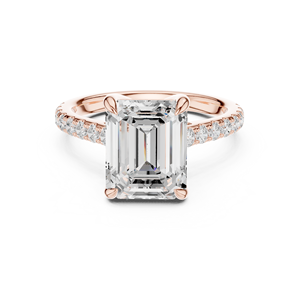 <b>Rose</b> Gold Oval Cut Diamond Engagement Ring With Side Stones Lab Grown Diamond Wedding Jewelry for Women <b>Rose</b> Gold Emerald Cut - Product Image 4