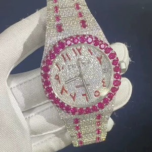 Montre mécanique en acier inoxydable pour femmes, luxe glacé, moissanite, mouvement MIYOTA, cadran en verre analogique, style hip-hop, rappeur, haut de gamme - Product Image 3