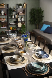 Service de table de 6 assiettes à soupe 18x5 cm, assiettes en céramique verte, impression numérique durable avec pigments réactifs, design italien européen - Product Image 3