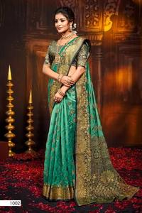 Colección de Saris de Organza para Bodas al por Mayor, Ropa Étnica Ligera y Lujosa con Diseños Elegantes y Detalles Ricos - Product Image 3