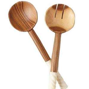 ชุดช้อนตักสลัดและส้อมทำจากไม้ธรรมชาติแบบพรีเมี่ยมสำหรับผสมการโยนและเสิร์ฟสลัดผักสด - Product Image 5