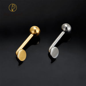 Piercing de la tête de cou verticale en titane ASTM F136 rond, 14G, filetage interne, barre en J, piercing Christina, bijoux pour le corps - Product Image 4