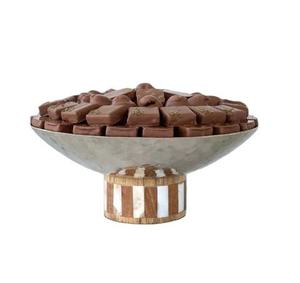 Handmade Eco-Friendly Wooden Base Bone Inlay <b>Stainless</b> <b>Steel</b> Wedding Party Chocolate Serving <b>Bowl</b> - Product Image 1
