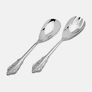 Wholesale Custom Leaf End Design Handle Silver Polished Designer Salad <b>Serving</b> <b>Spoon</b> & Fork Set for Wedding - Product Image 2