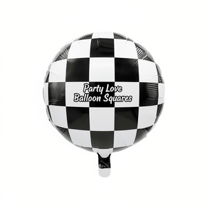 Ballons de fête en forme de carrés blancs et noirs 45 cm, sac de 12 pièces - Product Image 2