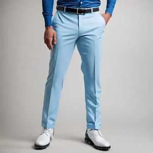 Pantalon habillé pour homme, coupe slim décontractée, respirant, écologique, 100% coton, léger, design chiné, devant plat, taille mi-haute, coupe droite - Product Image 2