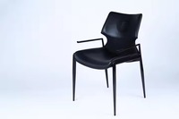 Chaise de salle à manger portable moderne de luxe en cuir et acier inoxydable plaqué or pour la maison, le salon, l'hôtel, l'hôpital - Mobilier commercial
