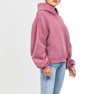 Sudadera con capucha de gran tamaño Oem Puff de algodón 320 Gsm con logotipo personalizado de manga larga y gruesa pesada de gran calidad para mujer - Product Image 3