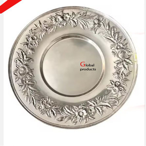 Assiette de service en acier inoxydable finition argentée au design unique pour hôtel, restaurant et bar - Product Image 1