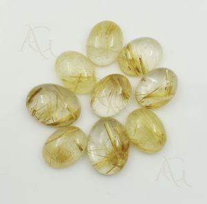 Quartz rutile doré naturel Cabochon ovale de qualité supérieure pour la fabrication de bijoux en gros Pierres précieuses en vrac certifiées - Product Image 4
