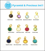 Pequeño colgante de plata de ley 925 con engaste chapado en oro y piedra preciosa natural de 6 mm, certificado por terceros, excelente.